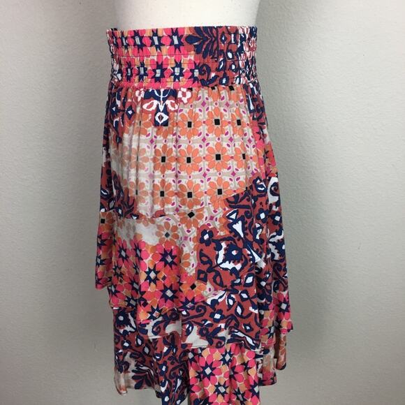 Cabi Navy Rust Floral Isabelle Layer Ruffle Skirt Medium - Picture 4 of 5